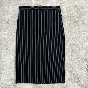 Never worn black pinstriped pencil skirt. Size L.
